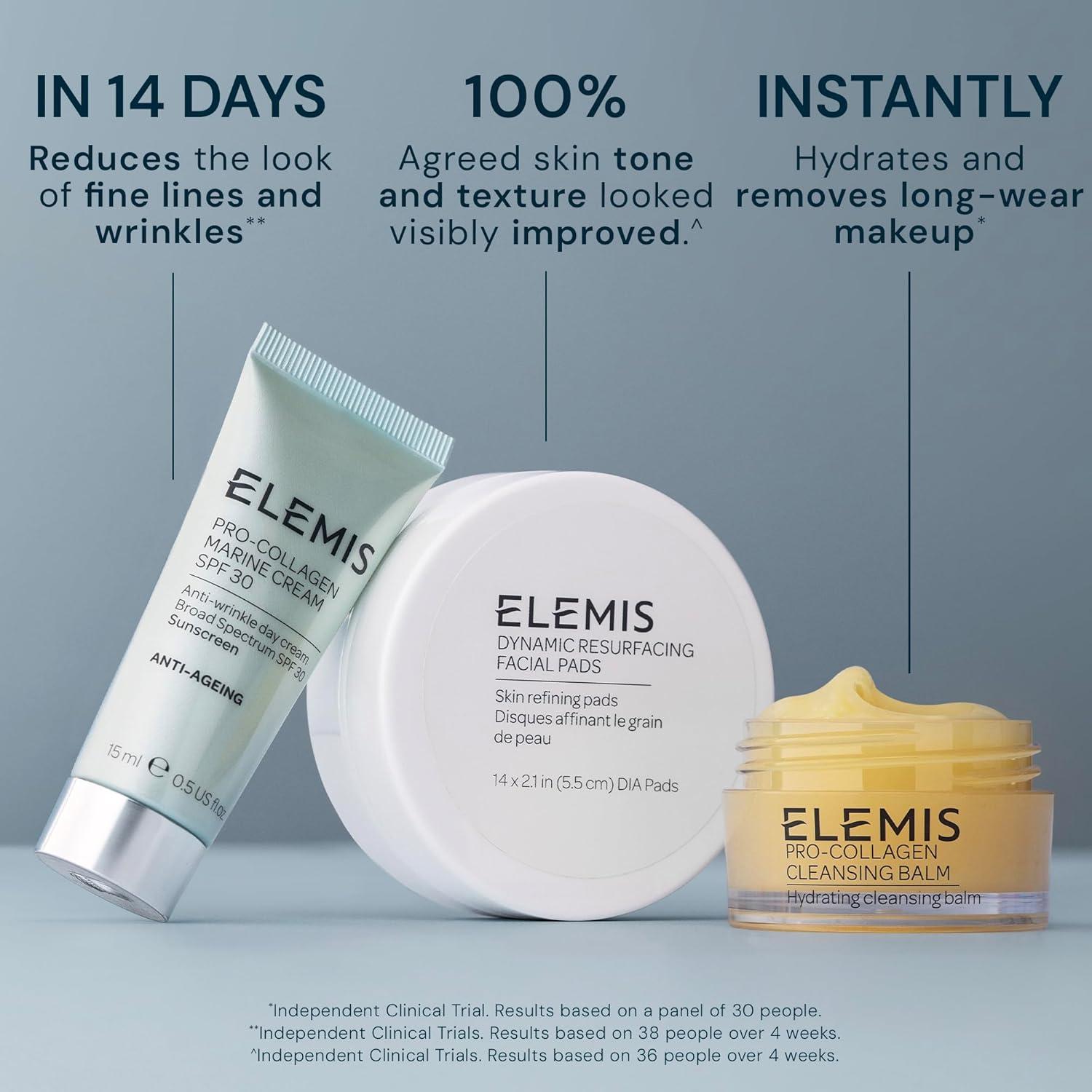 image:imageELEMIS Healthy Skin Exclusive Travel Set ProCollagen Cleansing Balm Mini Marine Cream SPF 30 Mini amp Dynamic Resurfacing Pads AntiAging Hydrating Skincare Travel Kit