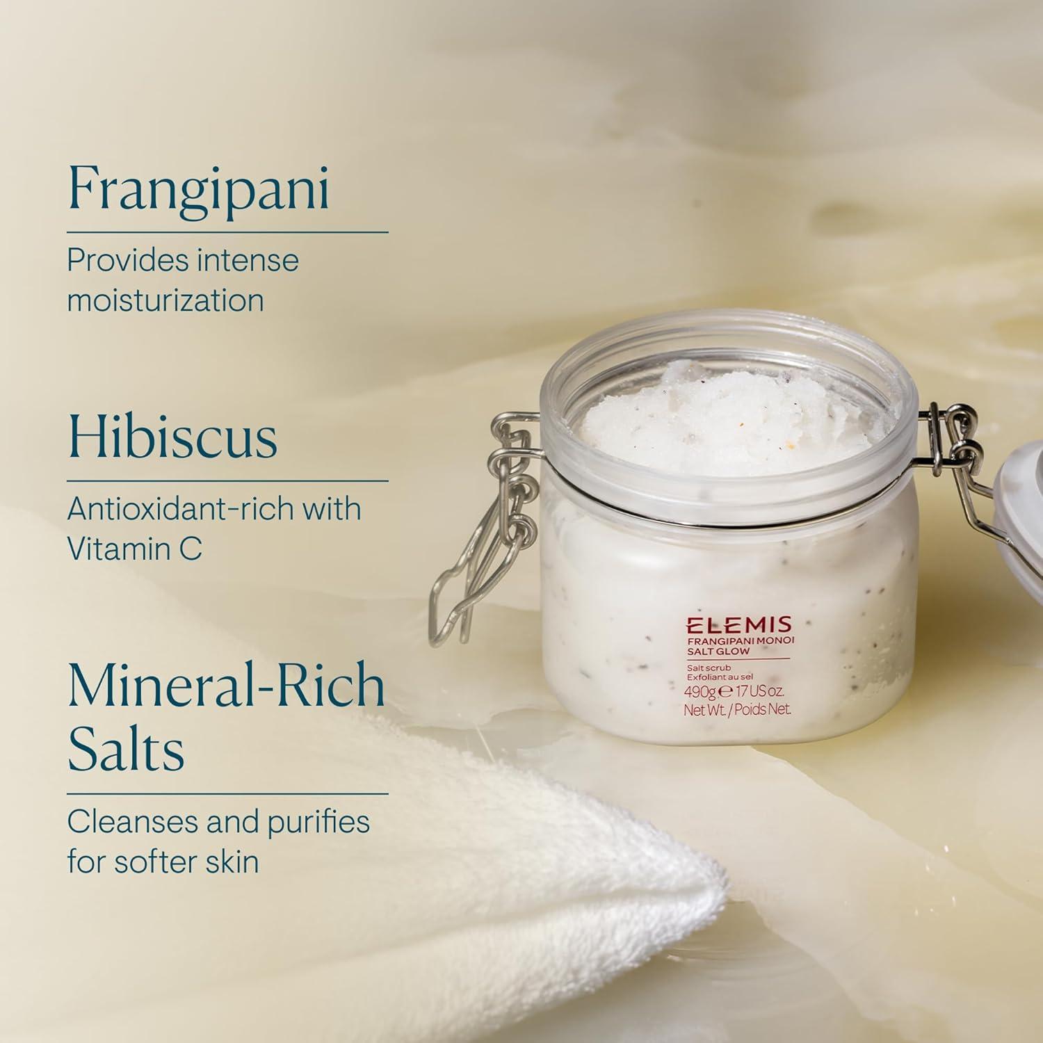 image:imageELEMIS Frangipani Monoi Salt Glow 490g Tropical Body Scrub To Exfoliate amp Hydrate for Radiant Skin