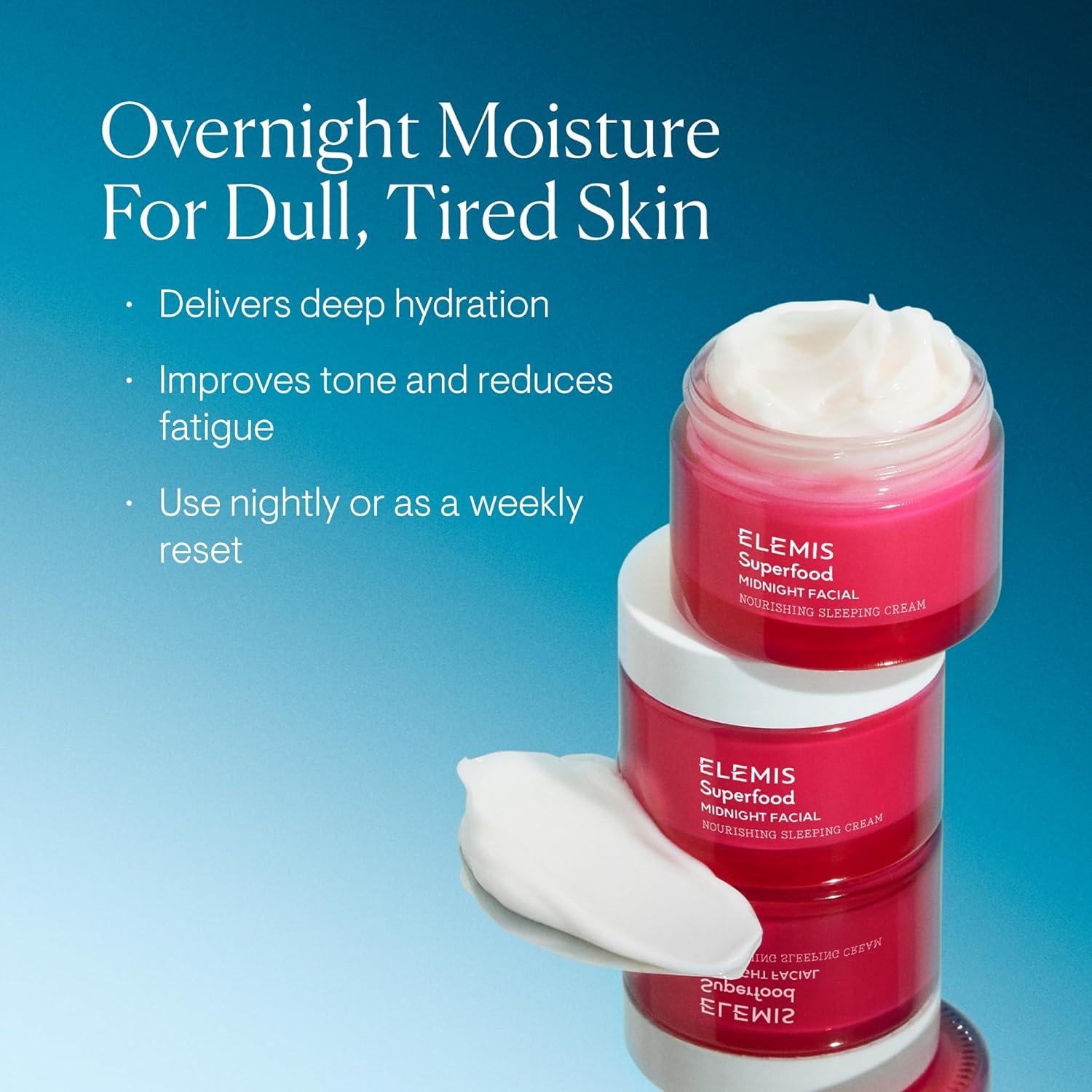 image:imageELEMIS Superfood Midnight Facial Moisturizer Face Cream Hydrating Face Moisturizer for Dry Skin Firming Facial Cream Camu Camu amp Vitamin C Cream169 Fl Oz Pack of 1