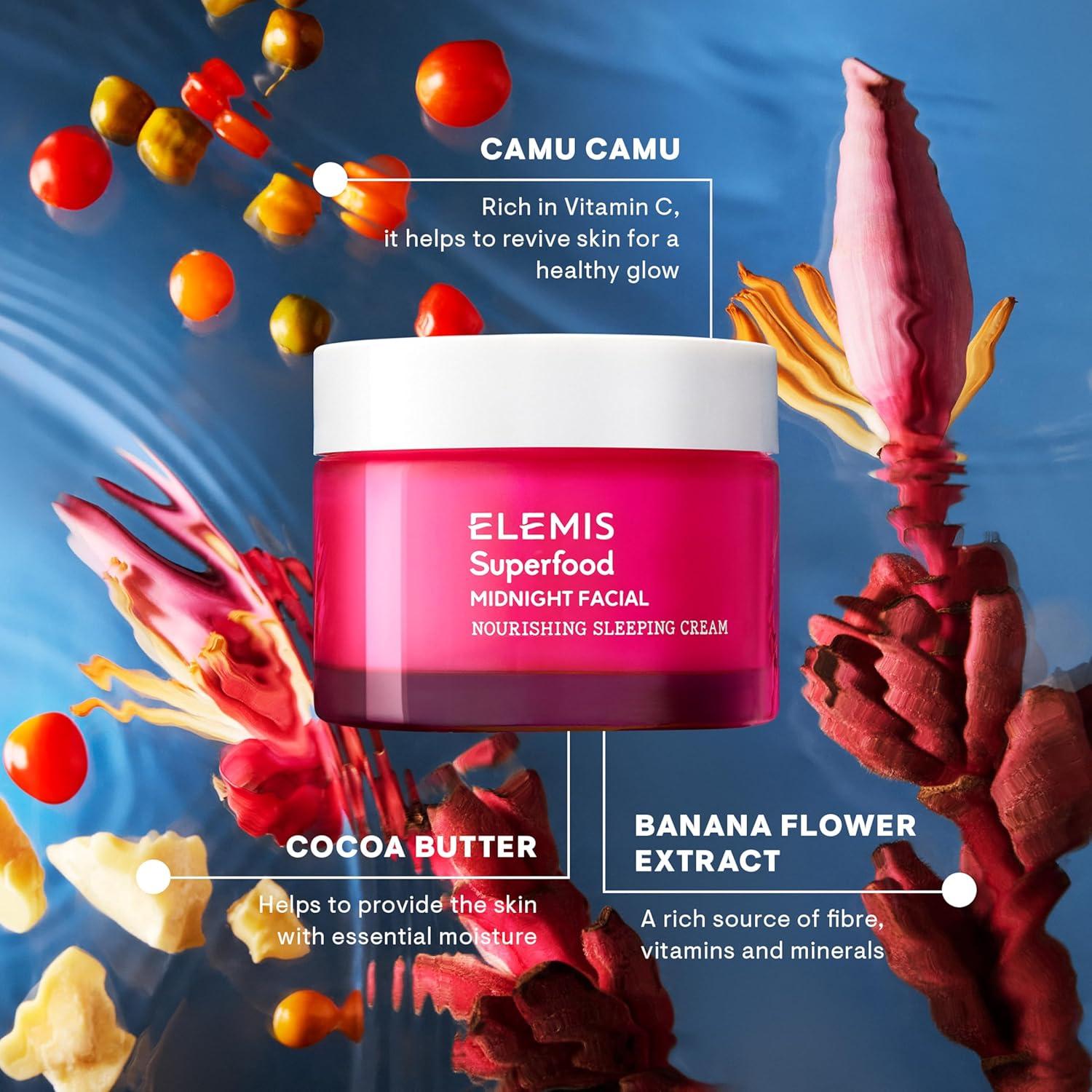 image:imageELEMIS Superfood Midnight Facial Moisturizer Face Cream Hydrating Face Moisturizer for Dry Skin Firming Facial Cream Camu Camu amp Vitamin C Cream169 Fl Oz Pack of 1