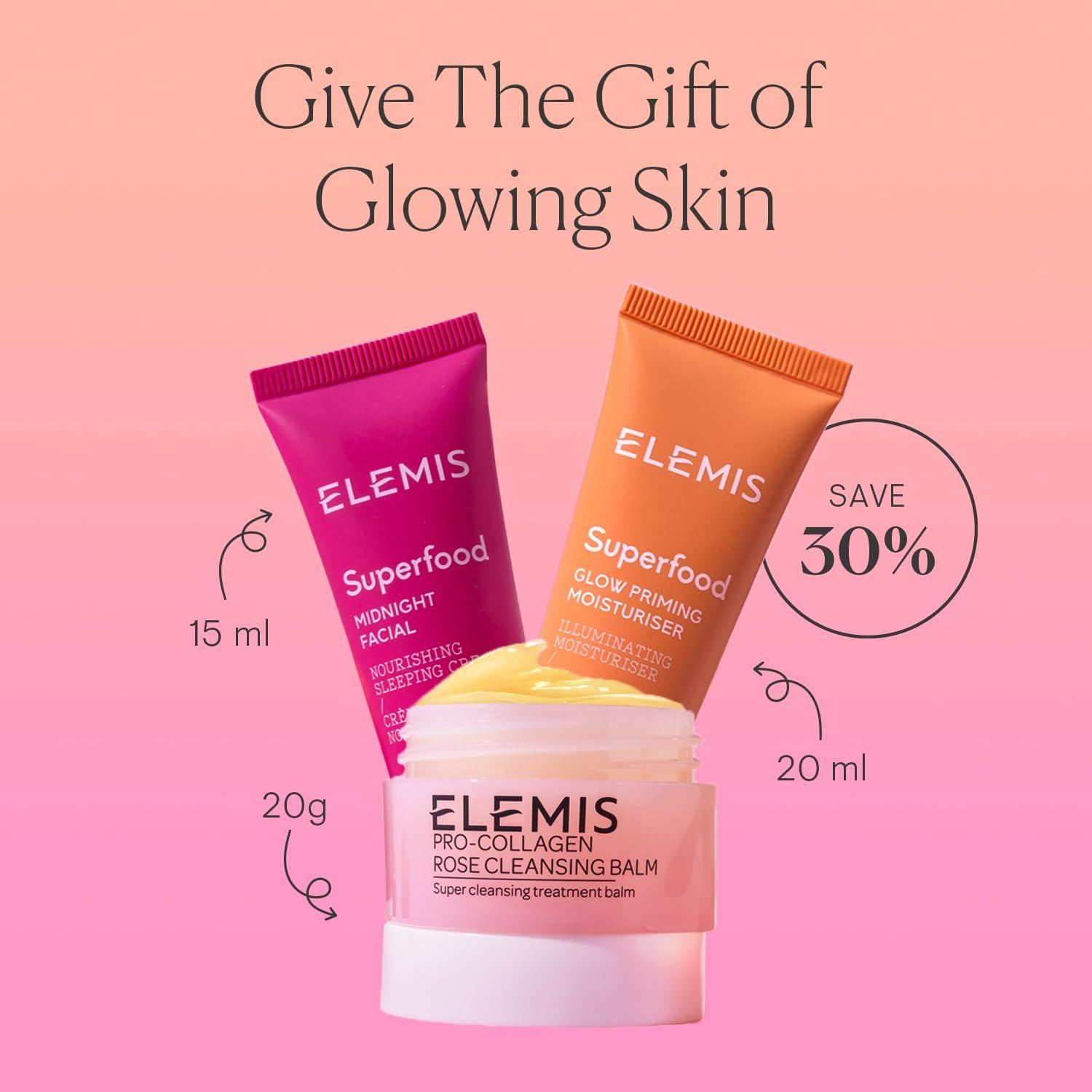 image:imageELEMIS Way to Glow Exclusive Skincare Kit70 Value Travel Set with TravelSize Rose Cleansing Balm Glow Priming Moisturizer amp Midnight Facial Nourish amp Illuminate Skin all day