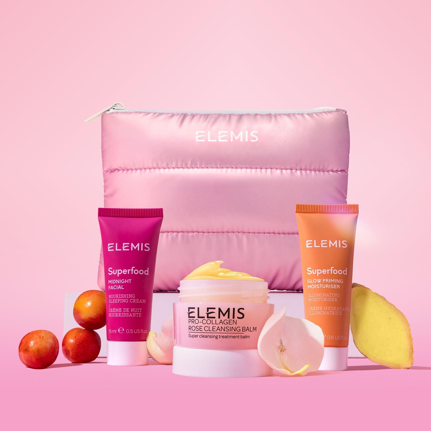 image:imageELEMIS Way to Glow Exclusive Skincare Kit70 Value Travel Set with TravelSize Rose Cleansing Balm Glow Priming Moisturizer amp Midnight Facial Nourish amp Illuminate Skin all day